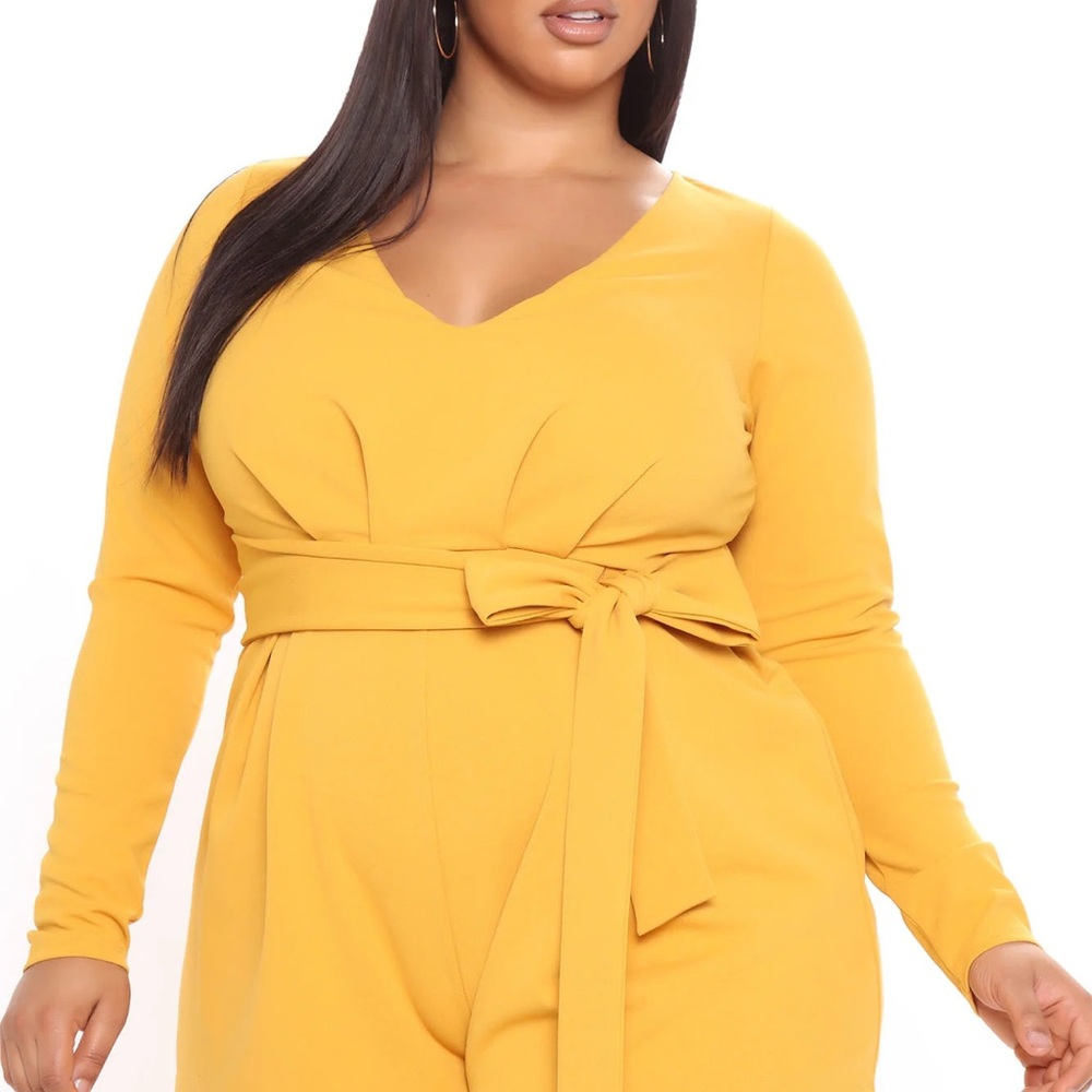 Fashion Nova Honey Girl Romper - Mustard - Picture 3 of 7
